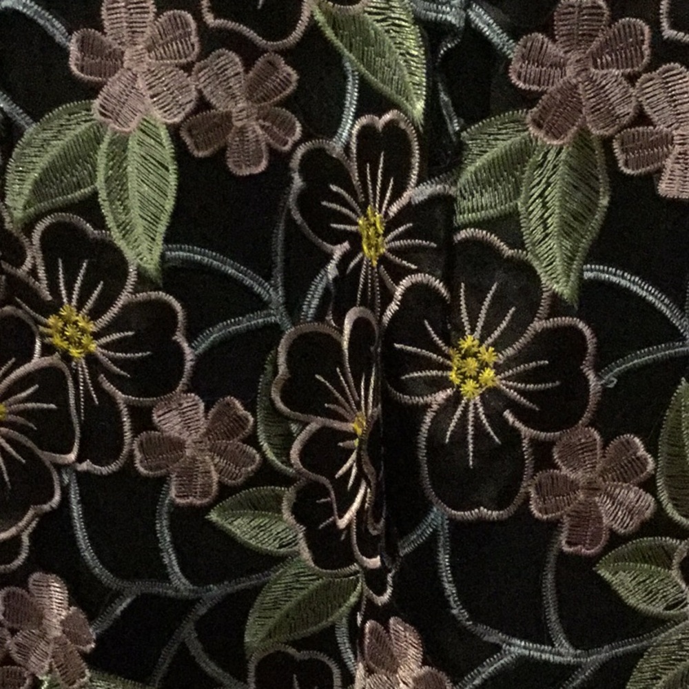 Like New Topshop Floral Appliqué & Vegan Leather Dress - Picture 11 of 15
